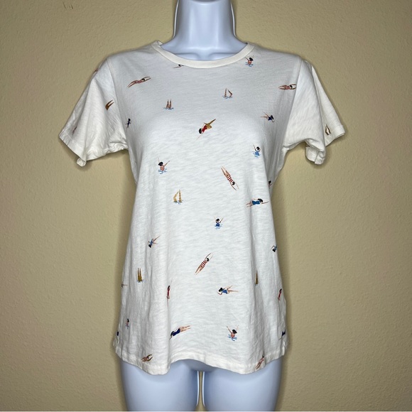 J CREW White Swimmers Tee with Glitter Accents - H7879 - Sz XS - Picture 3 of 13